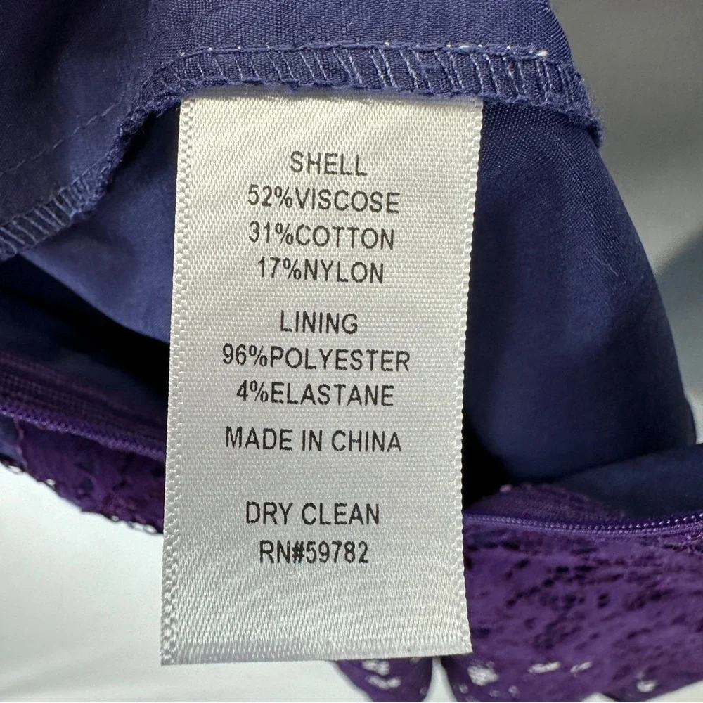 Adrianna Papell Deep Purple Lace Dress Size 4 Petite - Picture 8 of 8